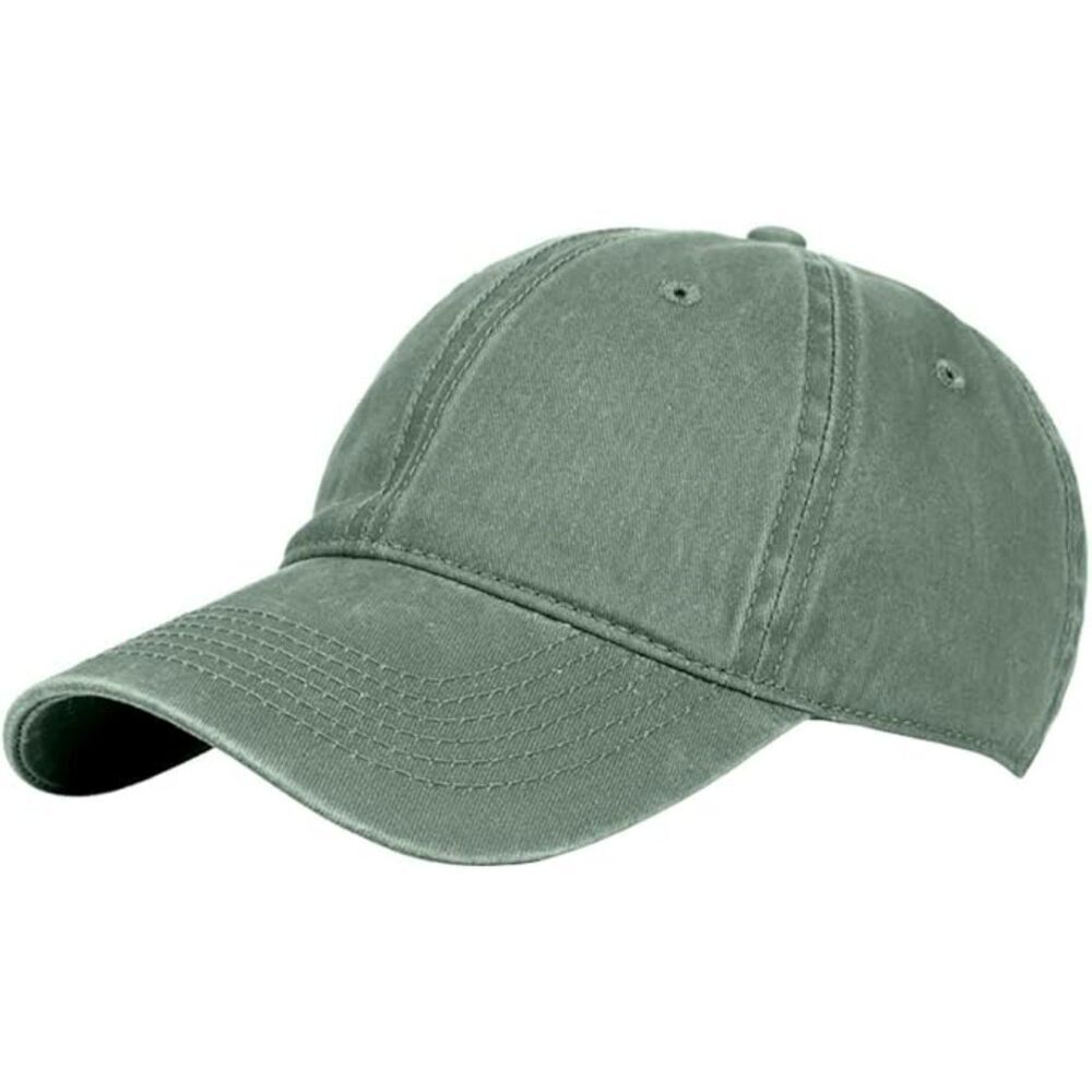 Unisex Army Green Washed Dyed 100% Cotton Adjustable Buckle Classic Baseball Hat